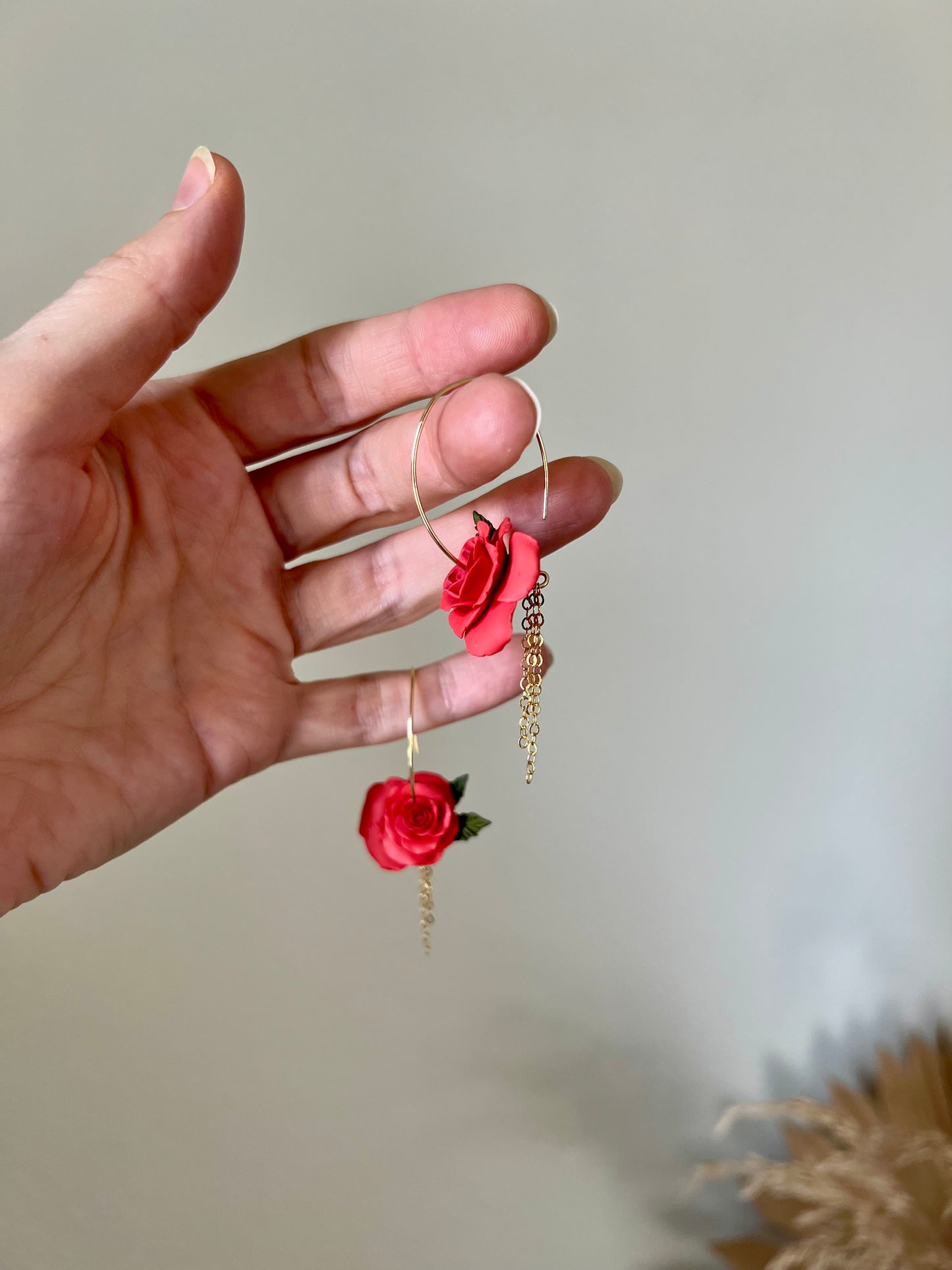 Coral Rose Hoops