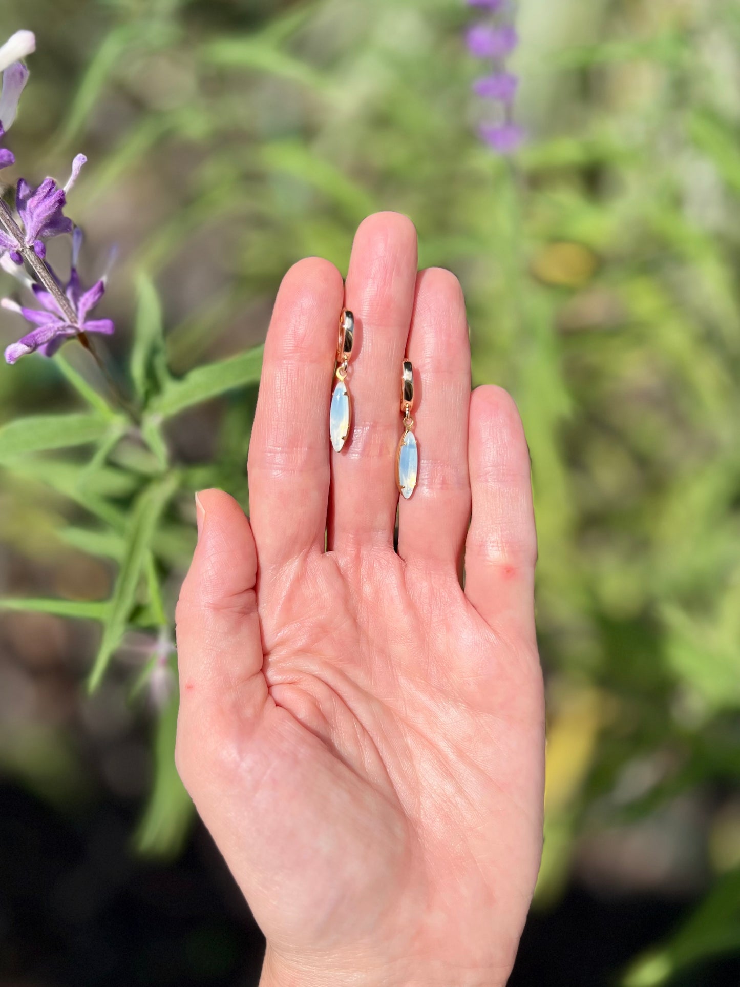 Opal Huggie Hoops