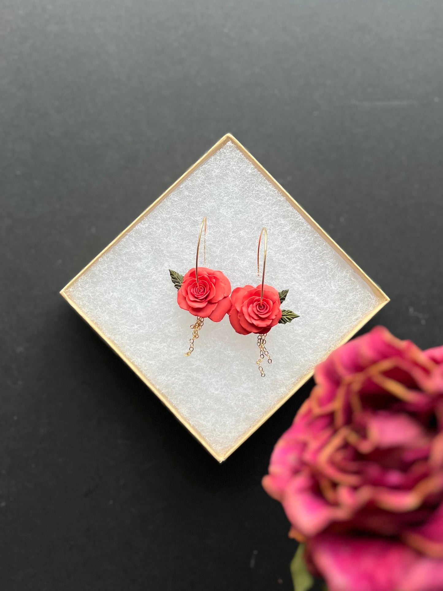 Coral Rose Hoops