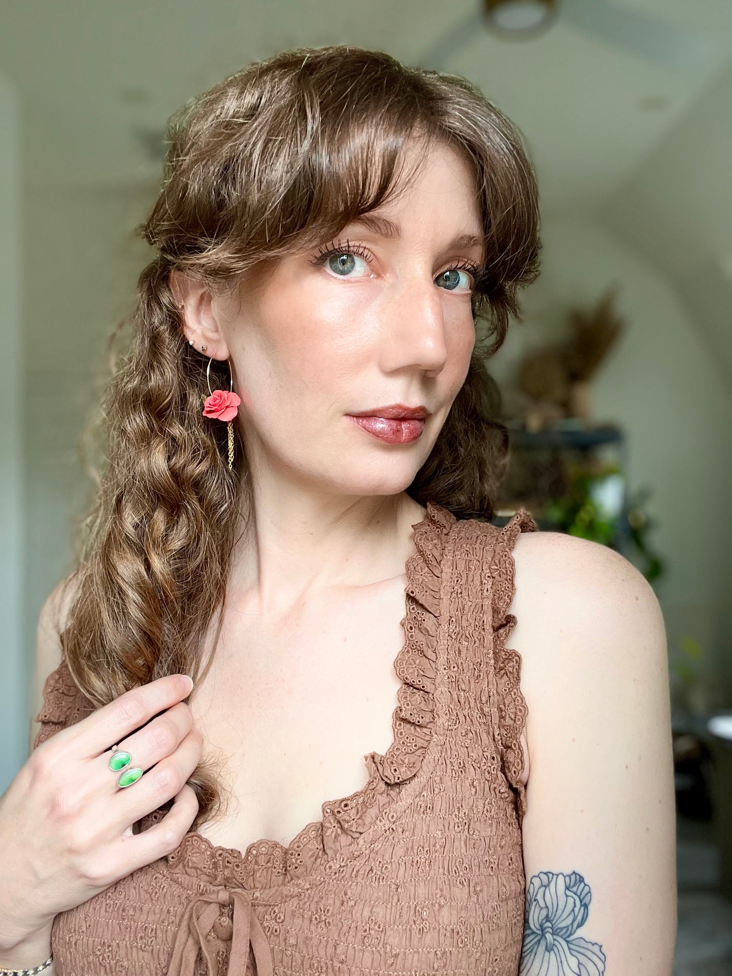 Coral Rose Hoops
