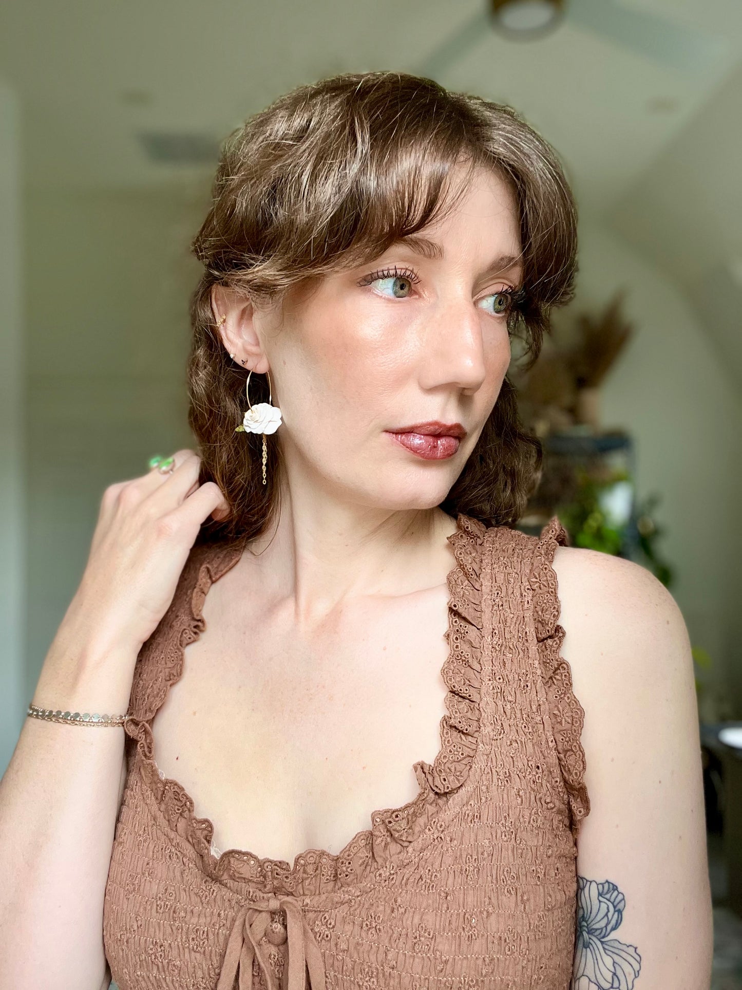 Cream Rose Hoops