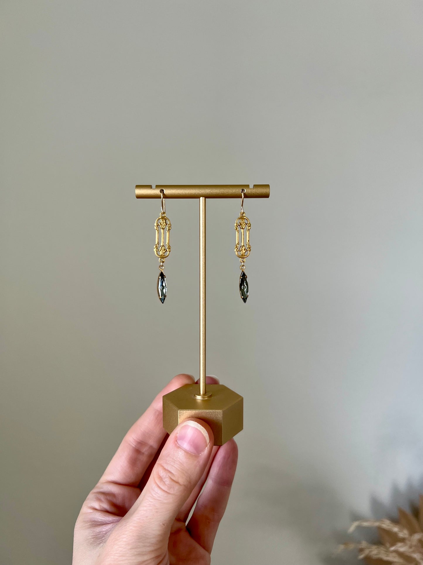 Brass + Black Diamond Dangle