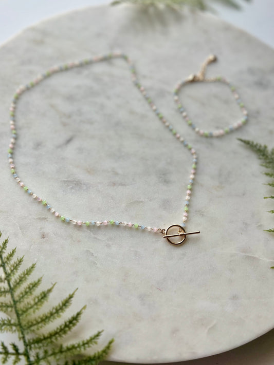 Glass Beaded Necklace + Bracelet