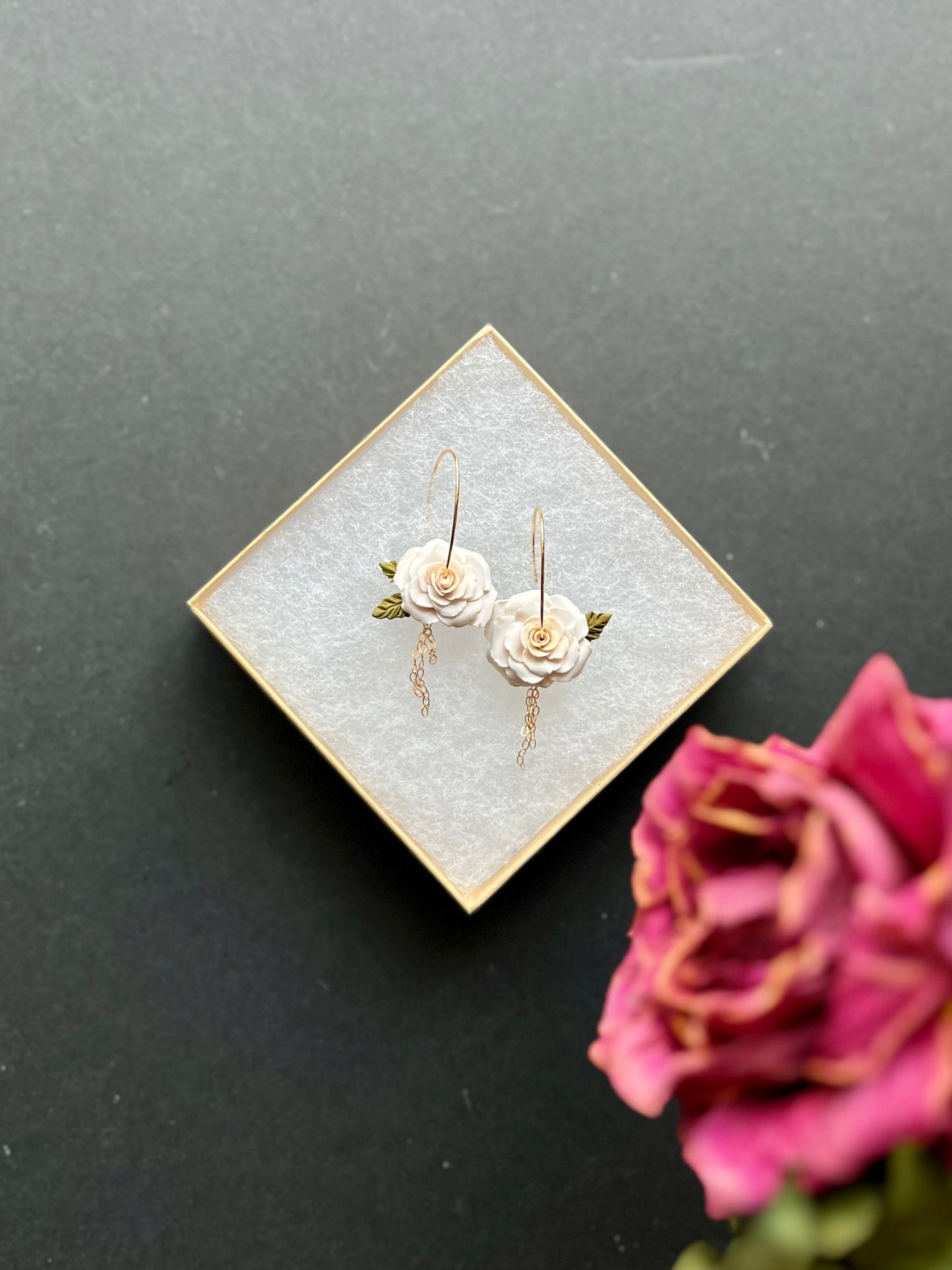Cream Rose Hoops