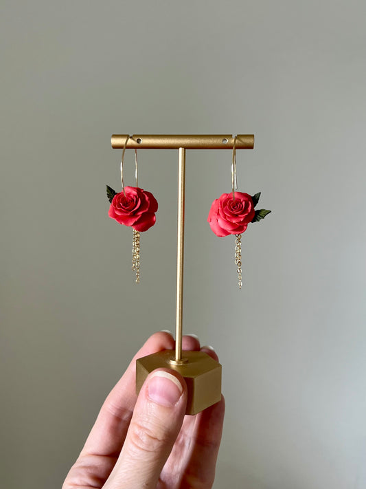 Coral Rose Hoops