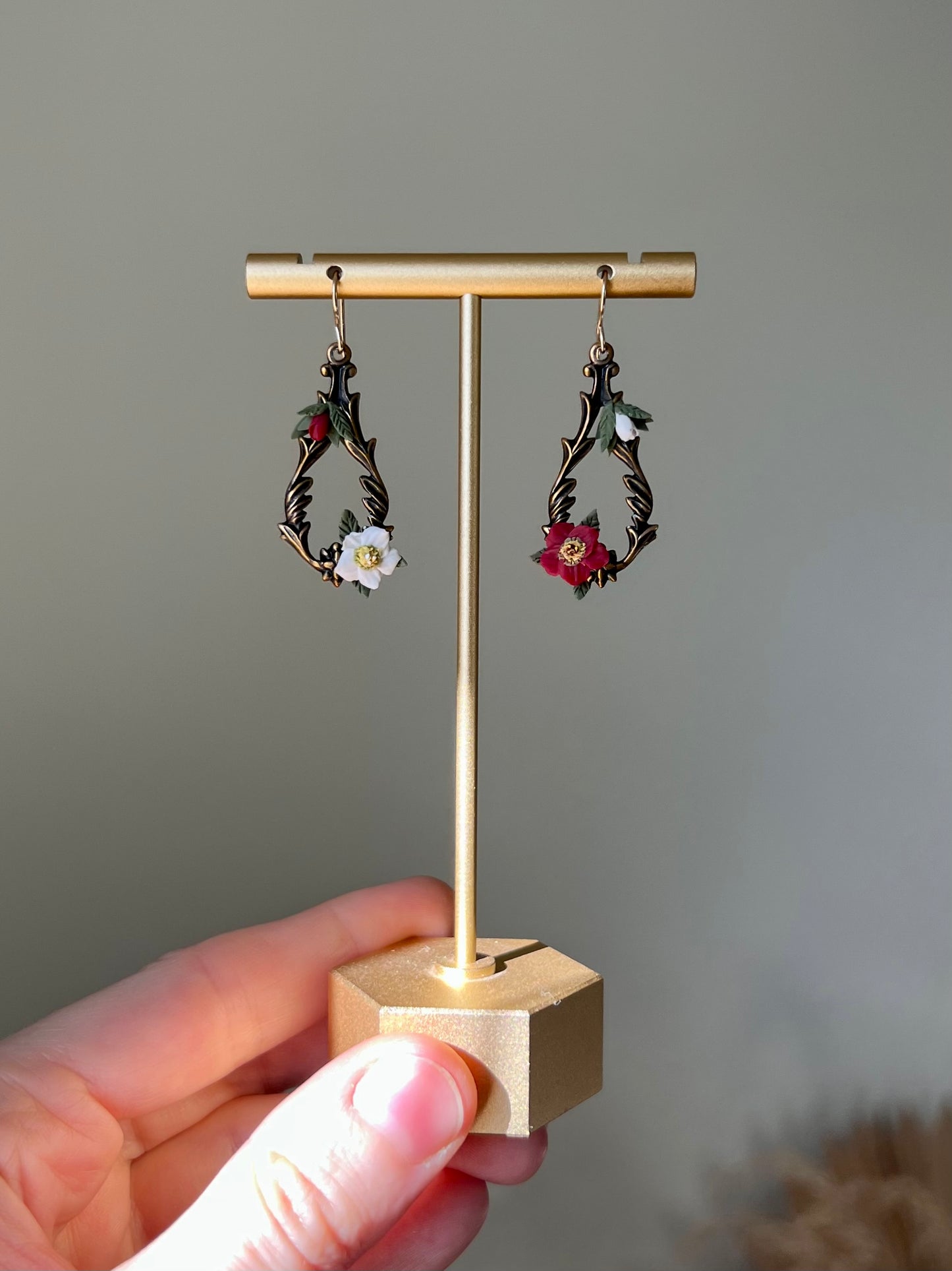Christmas Rose Dangles